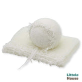 Baby Wool Knit Wrap with Mohair Bonnet SR088 | NB | Milky White